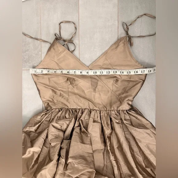 Bloni x Anthropologie Champagne Bronze Tiered V Neck Maxi Dress Size Small - Picture 9 of 9